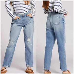 Current Elliott New The Boyfriend High Rise Peaceful Blue Destructed Jeans Sz 29